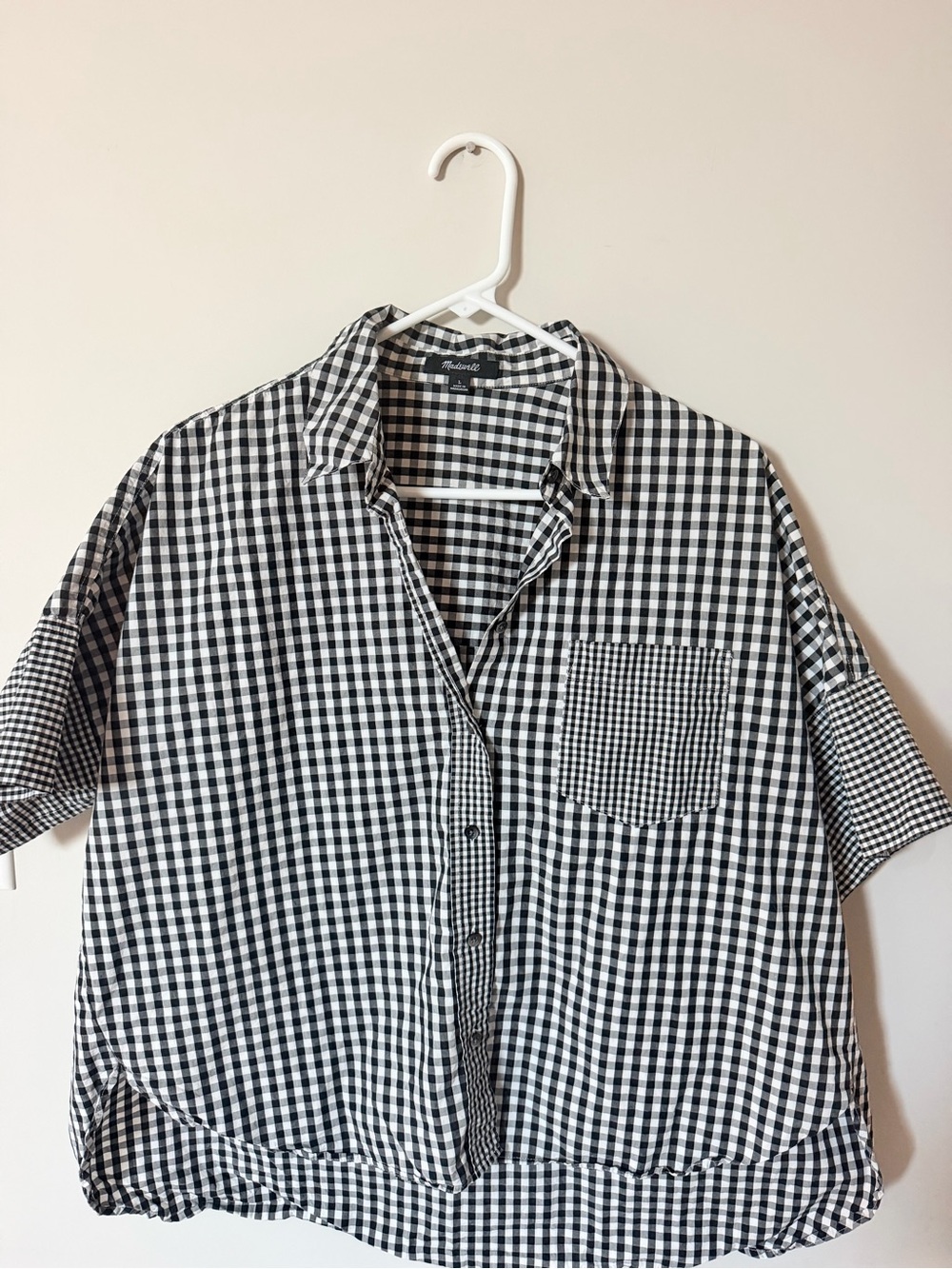 Madewell Black White Gingham Oversized Button Down Shirt Size Large